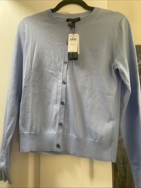 NWT - Banana Republic Pale Blue Button-Front Cardigan in stretch cotton, size XS